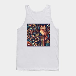 Owl and Mouse Art Deco Tank Top